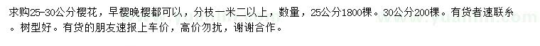 求購(gòu)25-30公分櫻花