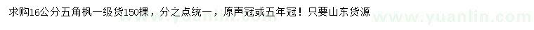 求購16公分五角楓