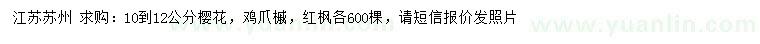 求購櫻花、雞爪槭、紅楓