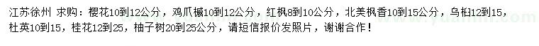 求購(gòu)櫻花、雞爪槭、紅楓等