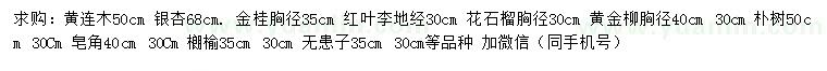 求購黃連木、銀杏、金桂等