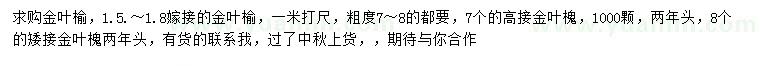 求購金葉榆、高接金葉槐、矮接金葉槐