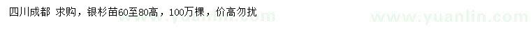 求購(gòu)高60-80公分銀杉苗