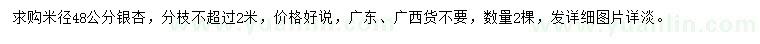 求購米徑48公分銀杏