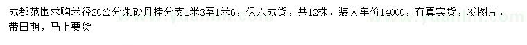 求購米徑20公分朱砂丹桂