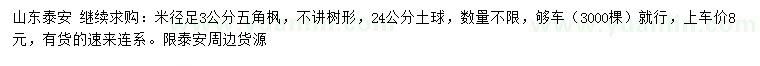 求購米徑足3公分五角楓