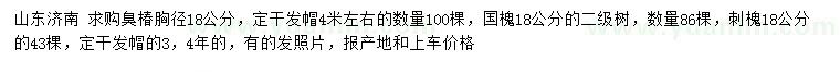 求購(gòu)臭椿、國(guó)槐、刺槐