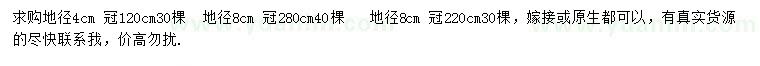 求購地徑4、8公分紅梅