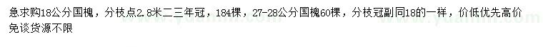 求購18公分國槐、27-28公分國槐