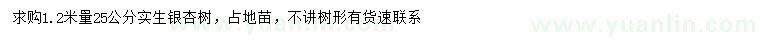 求購1.2米量25公分實生銀杏樹