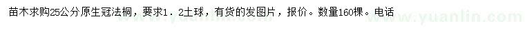 求購25公分法桐