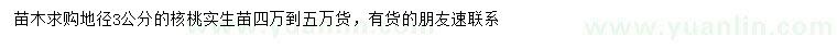 求購地徑3公分核桃實生苗