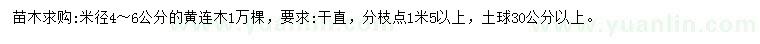 求購(gòu)米徑4-6公分黃連木