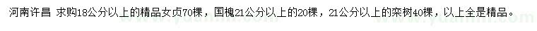 求購女貞、國槐、欒樹