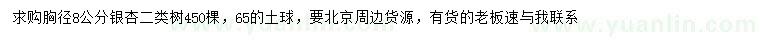 求購胸徑8公分銀杏