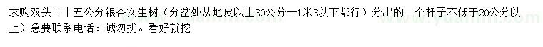 求購(gòu)雙頭25公分銀杏實(shí)生樹(shù)