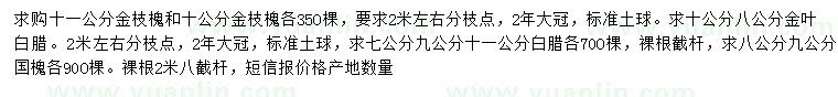 求購金枝槐、金葉白蠟、國槐