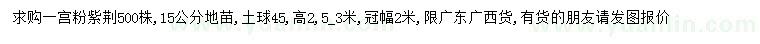 求購15公分宮粉紫荊
