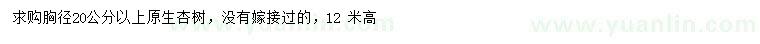 求購胸徑20公分以上原生杏樹