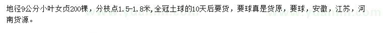 求購地徑9公分小葉女貞