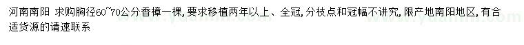 求購胸徑60~70公分香樟