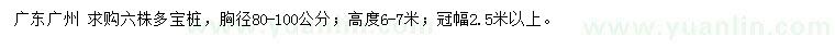 求購(gòu)胸徑80-100公分多寶樁