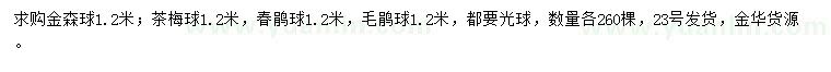 求購(gòu)金森球、茶梅球、春鵑球等
