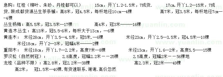 求購(gòu)紅桂、藍(lán)花楹、黃連木等
