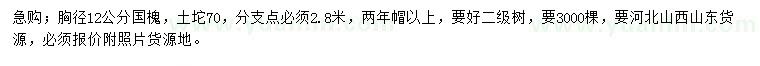 求購胸徑12公分國槐