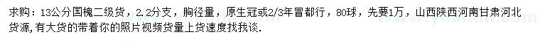 求購(gòu)胸徑量13公分國(guó)槐