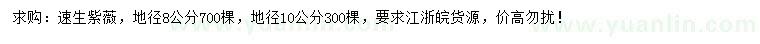 求購地徑8、10公分速生紫薇