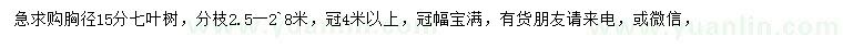 求購胸徑15分七葉樹