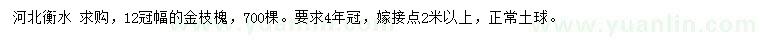 求購冠幅12公分金枝槐