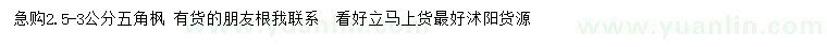 求購2.5-3公分五角楓