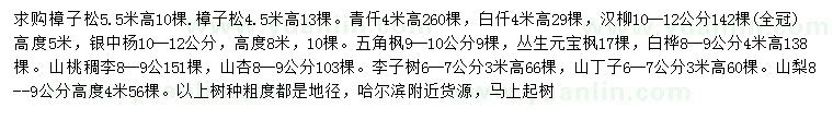 求購樟子松、青仟、白仟等