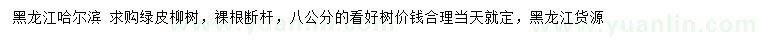 求購(gòu)8公分綠皮柳樹(shù)