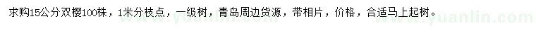 求購15公分雙櫻