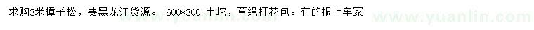 求購(gòu)3米樟子松