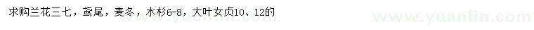 求購(gòu)蘭花三七鳶尾、麥冬、水杉等