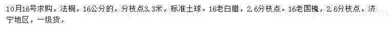 求購法桐、老白蠟、老國槐