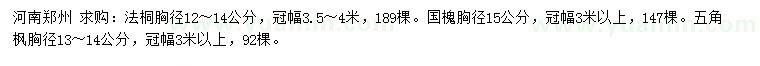 求購(gòu)法桐、國(guó)槐、五角楓