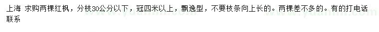 求購冠幅4米以上紅楓