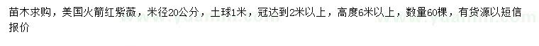 求購米徑20公分美國(guó)火箭紅紫薇