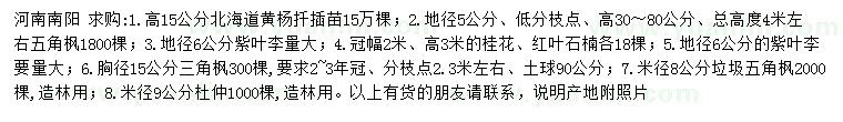 求購北海道黃楊、五角楓、紫葉李等