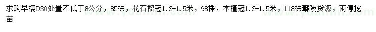 求購(gòu)早櫻、花石榴、木槿
