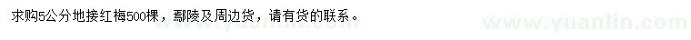 求購5公分地接紅梅