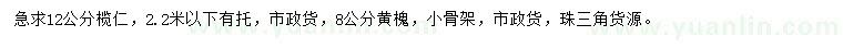 求購(gòu)12公分欖仁、8公分黃槐