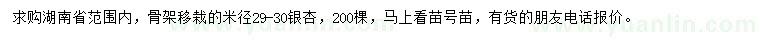 求購米徑29-30公分銀杏