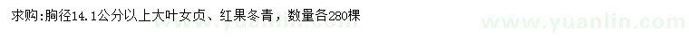 求購胸徑14.1公分以上大葉女貞、紅果冬青