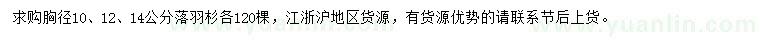 求購(gòu)胸徑10、12、14公分落羽杉
